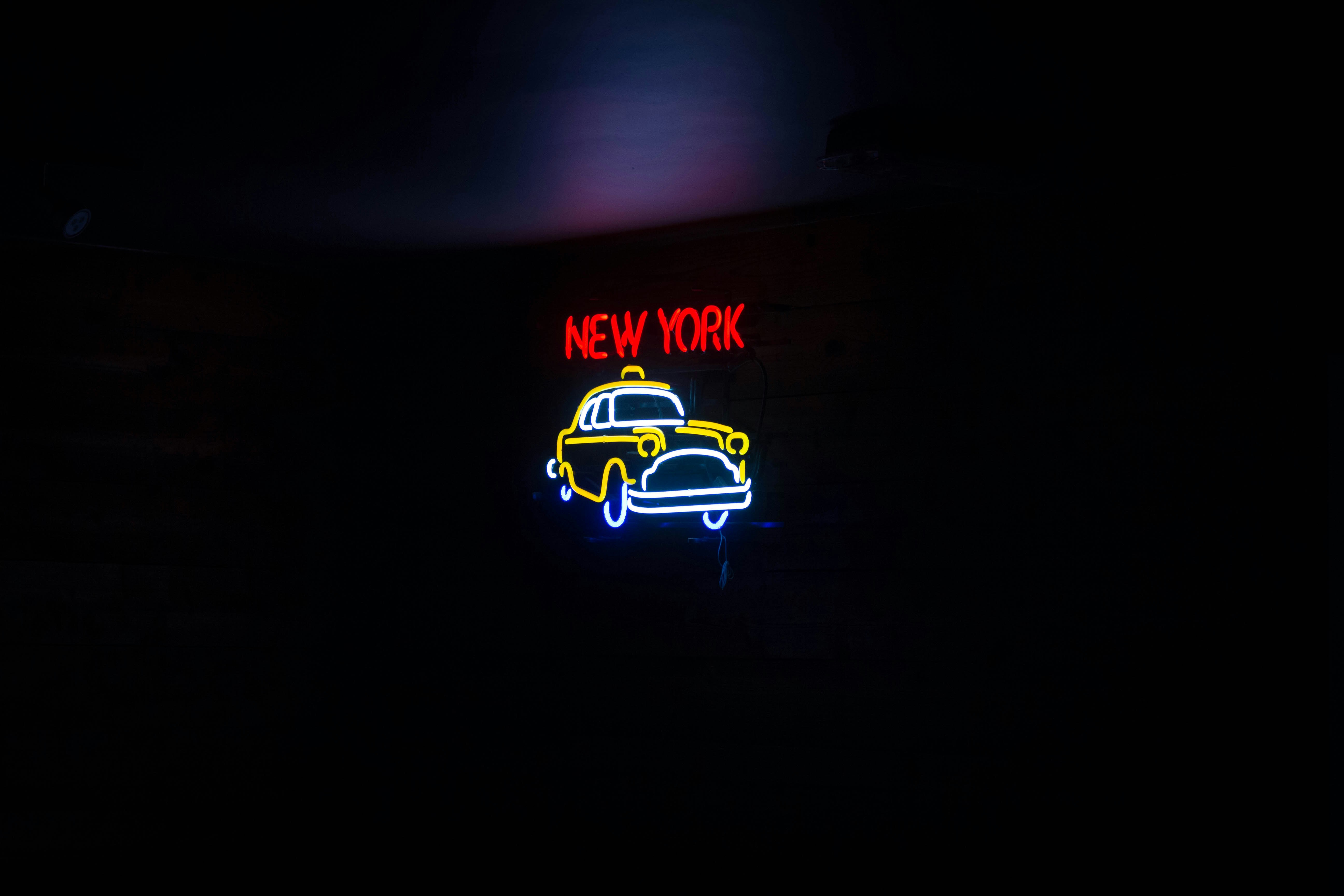 red and yellow New York neon light signage